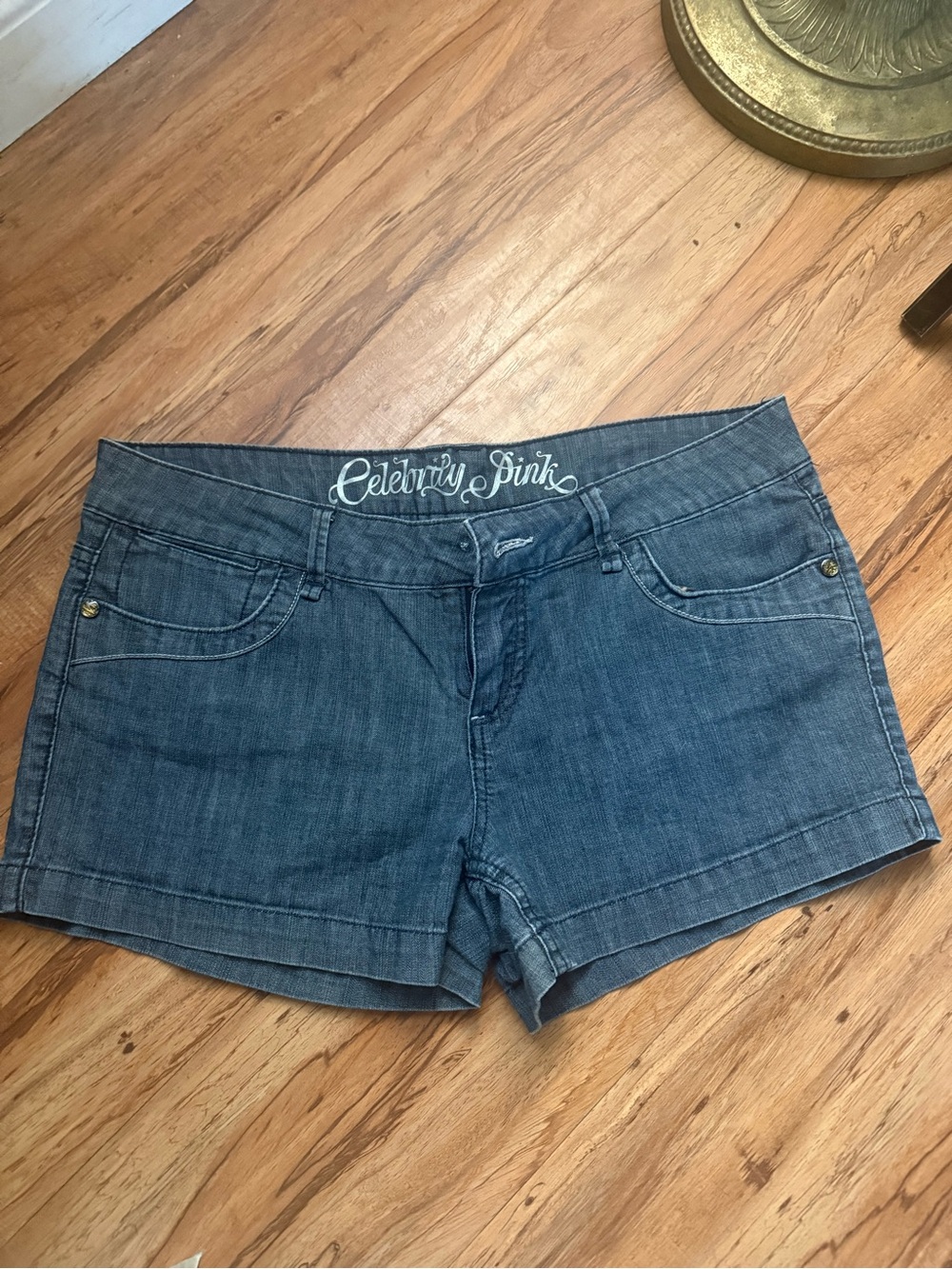 Celebrity Pink Blue Denim Low-Rise Jean Shorts